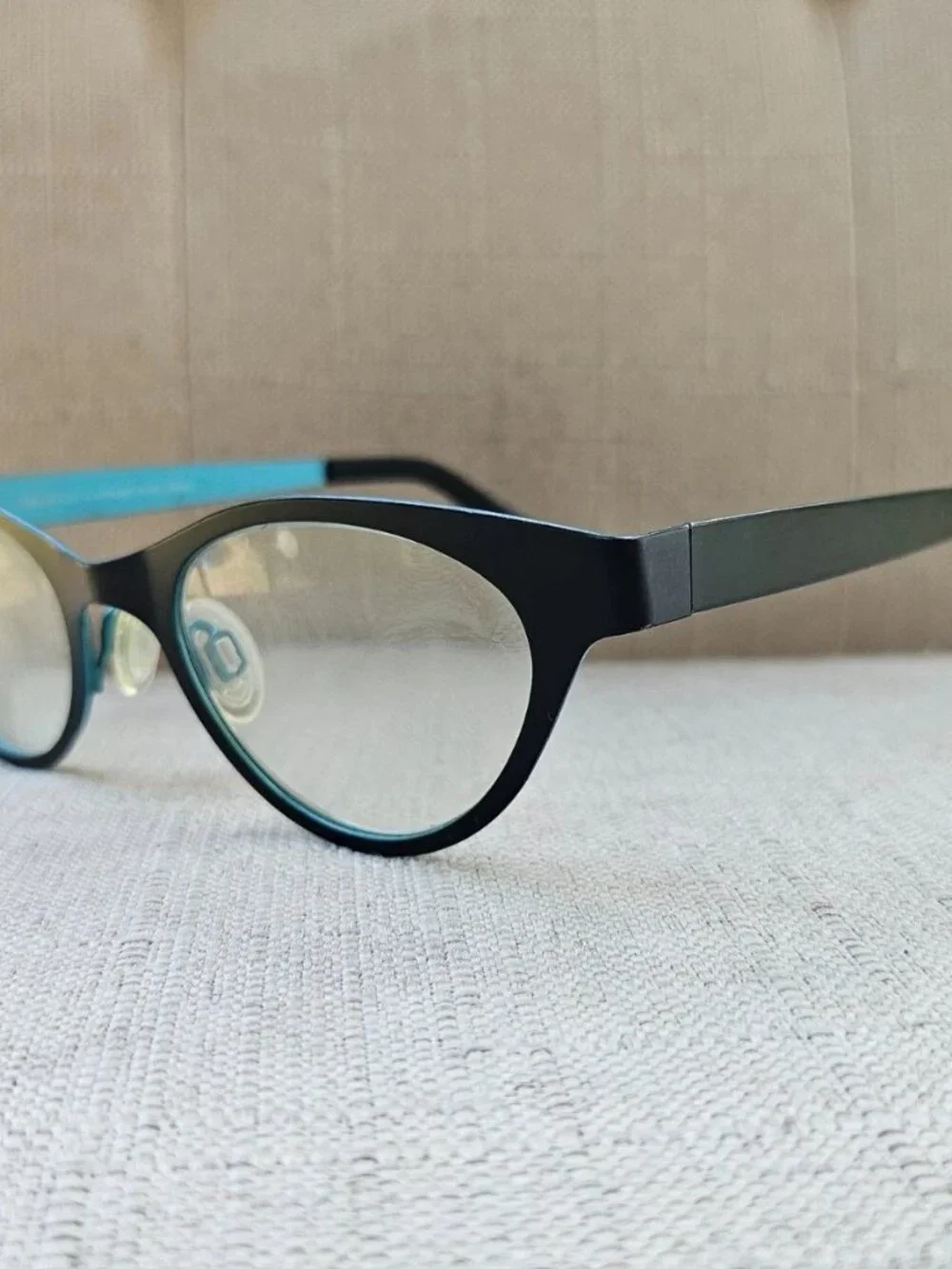 See Women Eyeglasses Frame Black/Turquoise Eyewear Designed Handmade in Holland